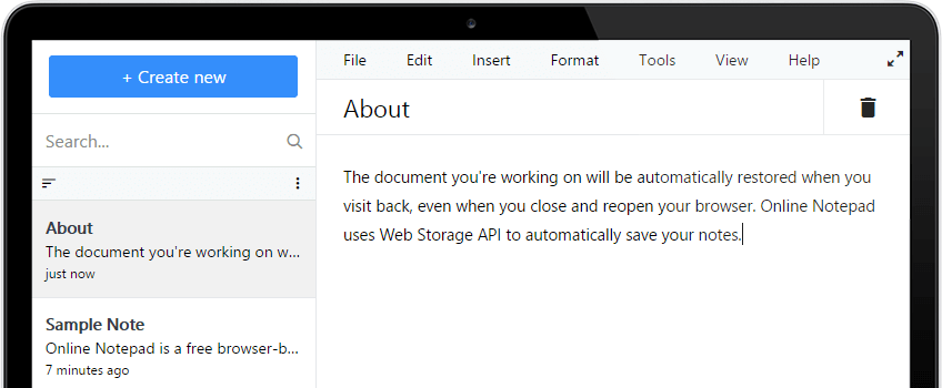 Rateseo Online Notepad Screenshot